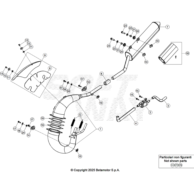 VUE ECLATEE ECHAPPEMENT BETA MOTARD 50 RR BLUE TRACK 2025